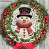 Christmas Wooden Sign with Snowman Pattern - Navidad Round Sign for Front Door, Wall Hanging Decor - Ideal Christmas Decoration
