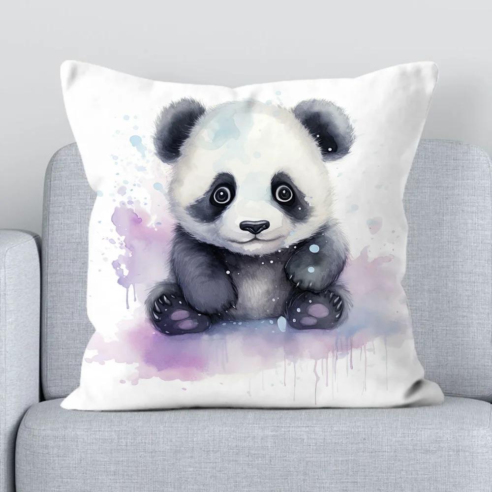 Office Sofa Cushion Cover Cartoon Panda Decorative Pillowcase Fashion Luxury Home Decoration Car Cushion Cover