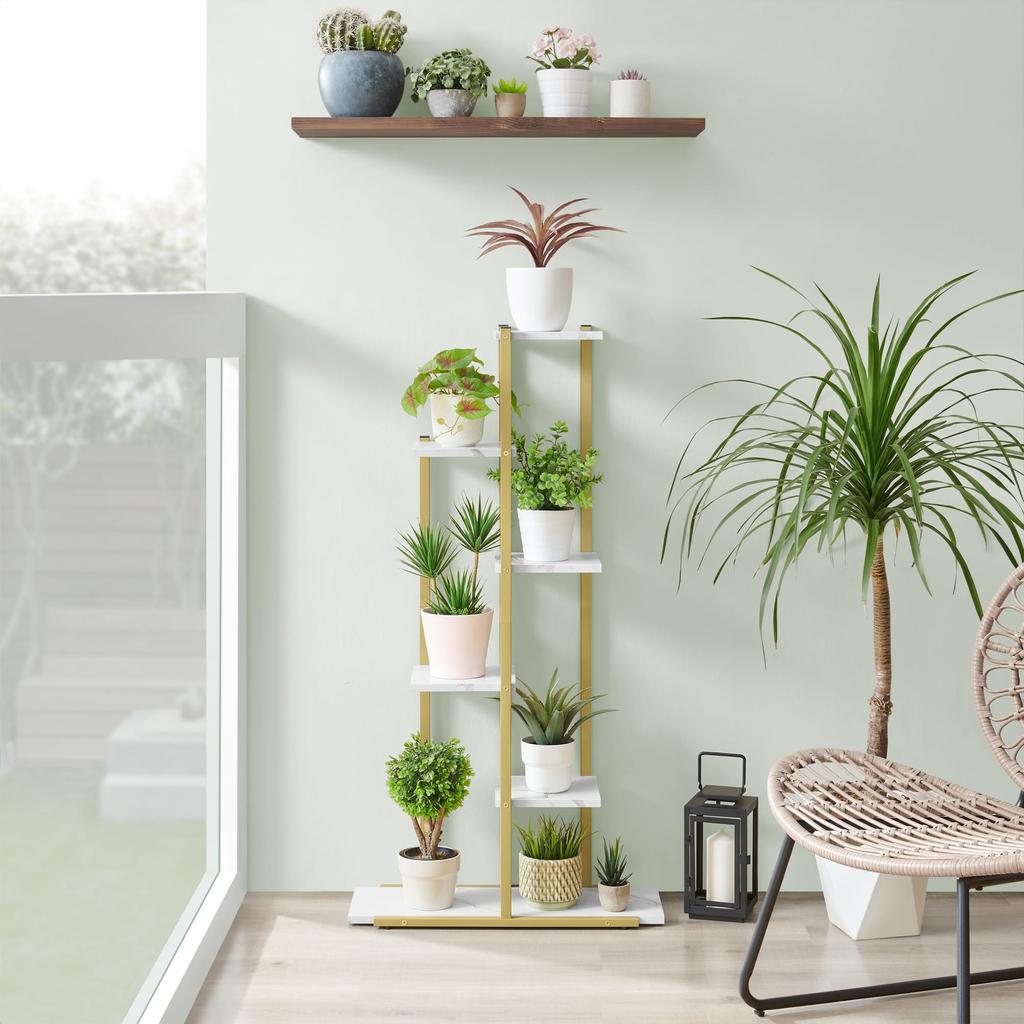 6-shelf flower stand - marble / gold legs