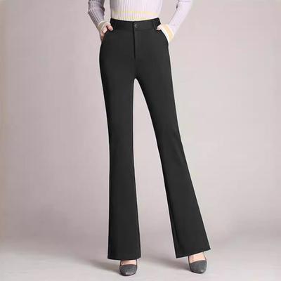 Pantaloni Lunghi da Donna Vita Alta Tinta Unita Gamba Dritta Design Svasato Pantaloni Bottoni Cerniera Tasche Pantaloni da Abito Abbigliamento da Lavoro