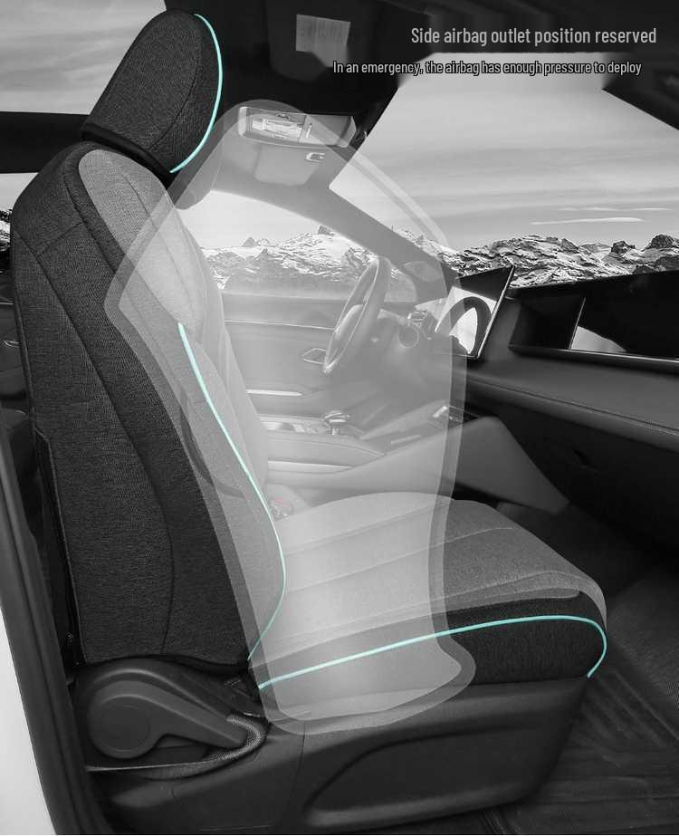 All-Season BYD Qin L Seat Covers: Breathable Linen with Perforated Leather, Fully Enclosed and Ventilated