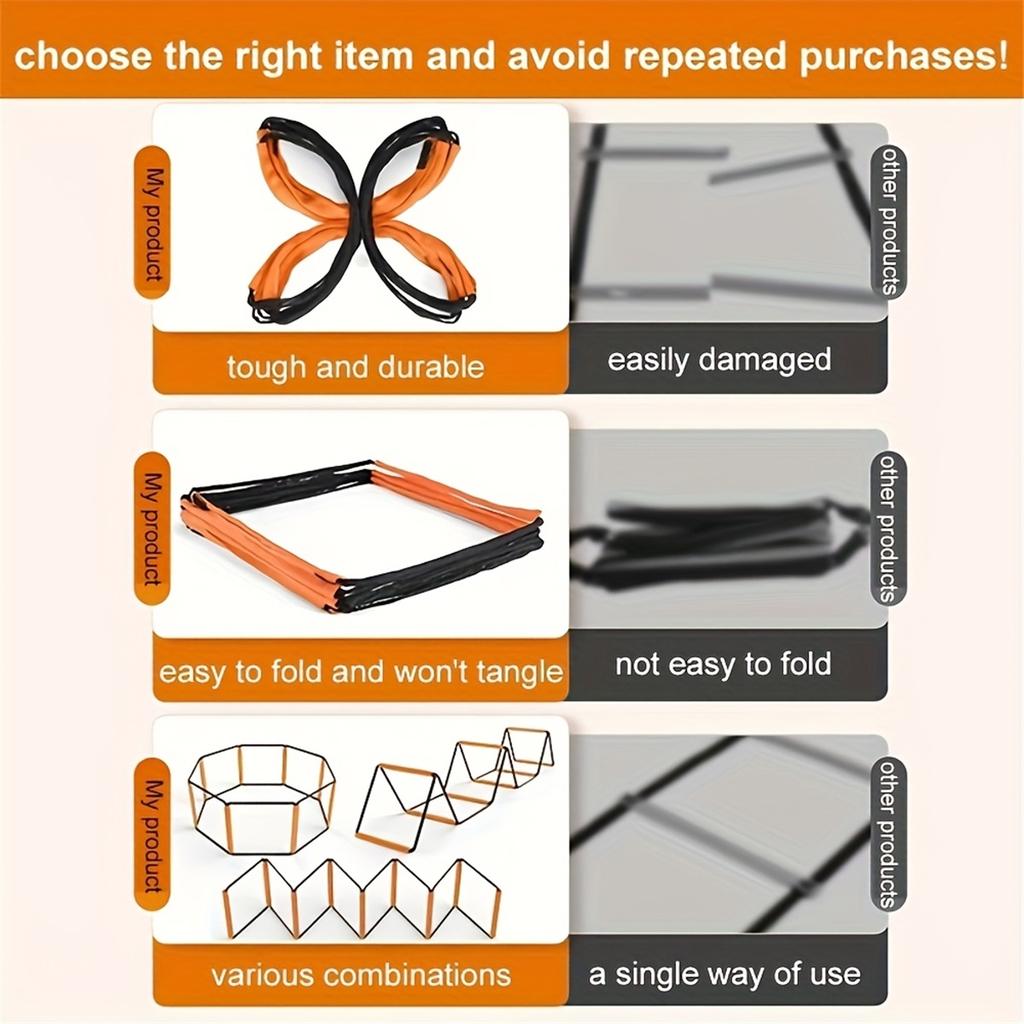 1pack 8 Grids Multifunctional Agility Ladder for Soccer Training Orange Speed Training Equipment with Coordinated Footwork Drill