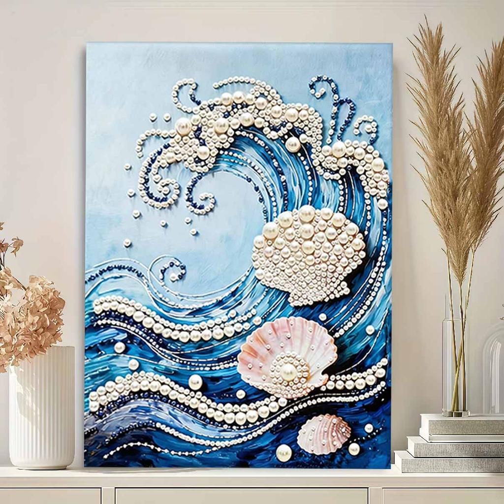 DIY Wave Pearl Art Painting for Home Wall Decor Pearl Gem Paintings Picture Arts Craft  for Adults/Beginners Gift Idea Home Decor Without Frame