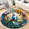 1pc Peacock Feather Print Chair Carpet for Office Non-Slip, Machine Washable Rug for Office, Sleeping, Room - Holiday Decor