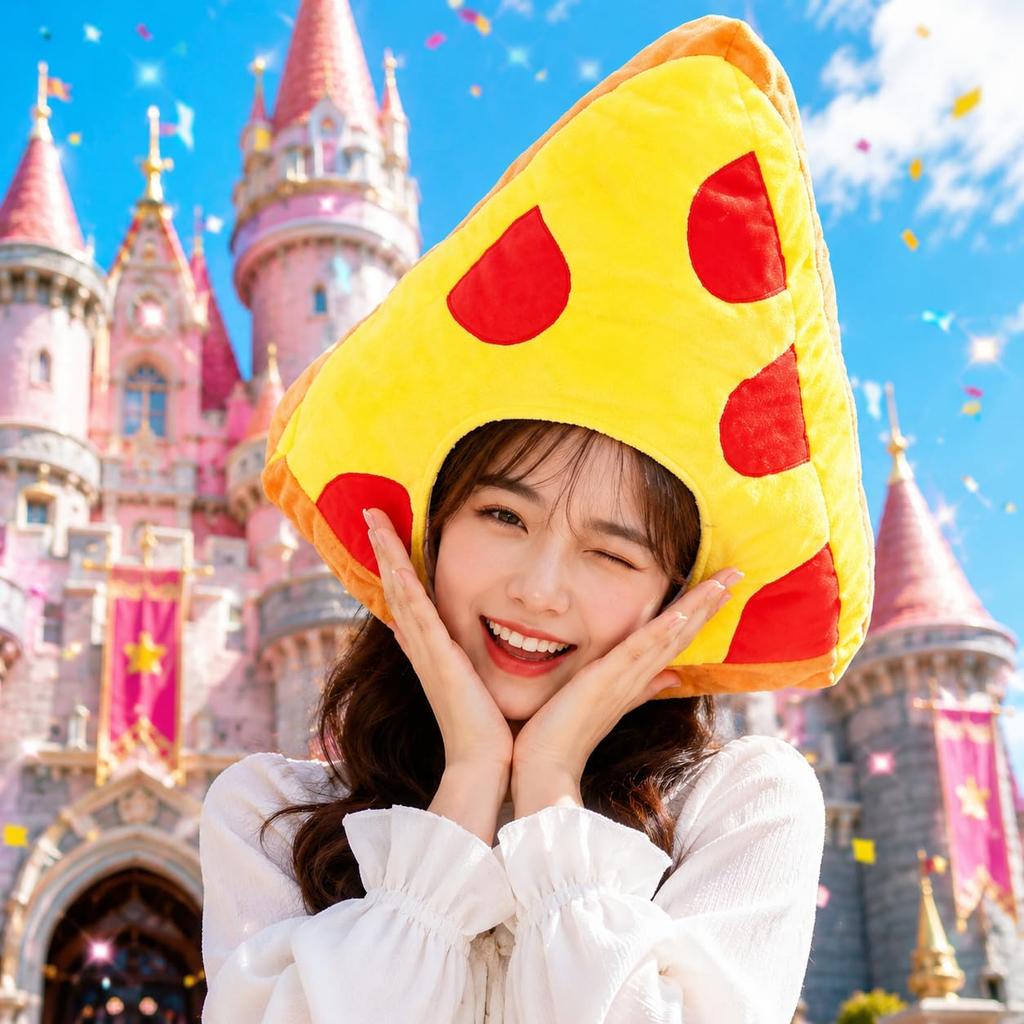 [DOKiDOKi] Pizza Headgear, Pizza Cosplay Hat, Funny Headwear, Costume, Mascot Costume, Photo Shoot, Event, Party, Halloween, Banquet, Christmas,