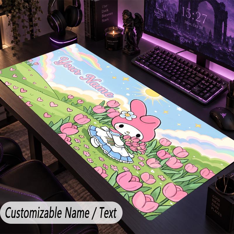 Custom Text Big Mousepad, Extended Desk Pad For Laptop Work GameMy Melody