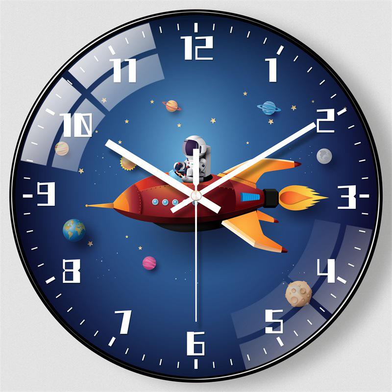 25cm Space Walk Retro Wall Clock - Creative Living Room Quartz Design