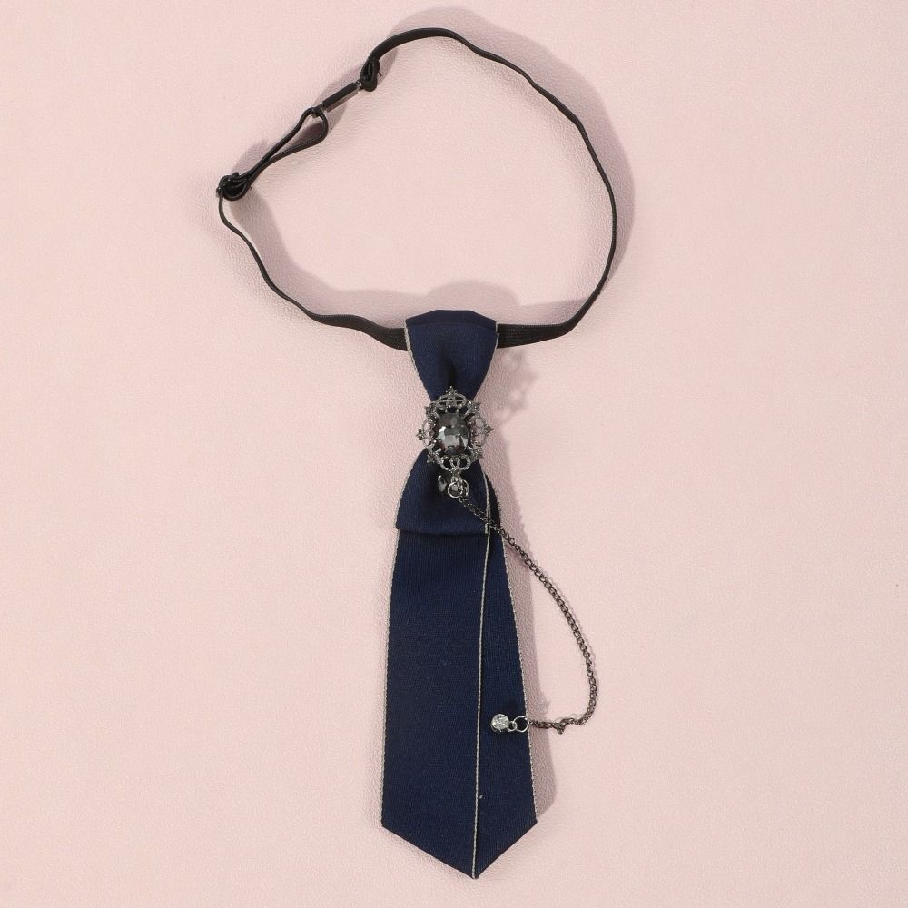 Crystal Bow Tie Choker Pre-tied Tie Clothing Decoration Metal Chain Brooch Men