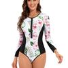 Women's Long Sleeve Sexy Sport Surfing Swimsuit with European & American Print