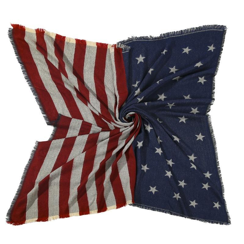 Best selling american flag imitation cashmere large plaid square scarf heattech shawl scarf 140*140cm