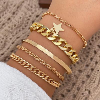 5 Piece Bracelet Couple Fashion Matching Bracelet Hollow Carved Star Pendant Light Luxury Temperament Girl Exquisite Bracelet Gift