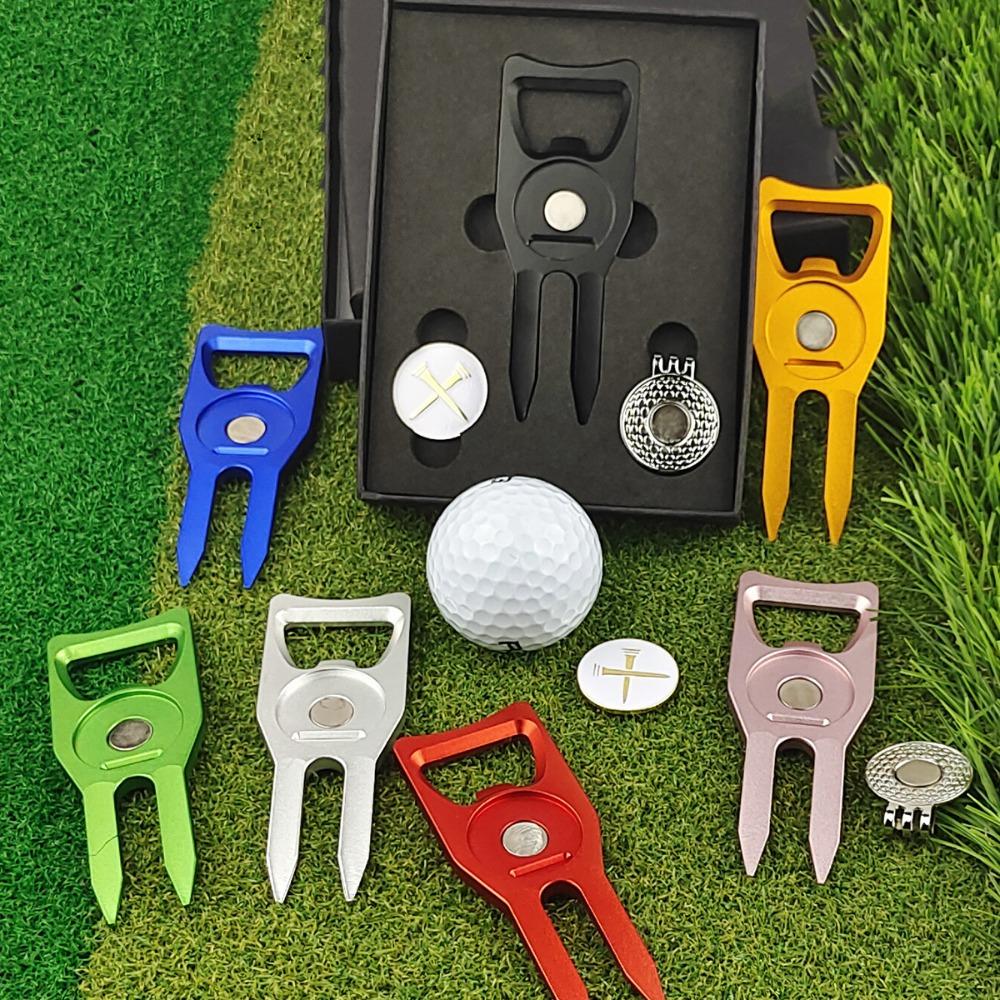 Marker Golf Ball Fork Golf Cap Clip Golf Ball Marker Hat Clips Green Fork Marker Set Golf Products