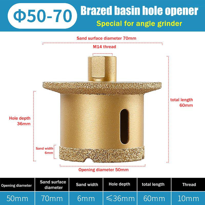 M10 Brazed Diamond Washbasin Core Drill Bit Hole Opener Table Basin Tool For Granite Marble Tile Drilling Cutter