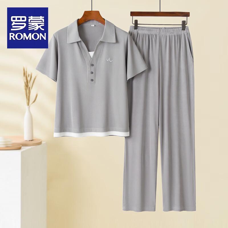 

ROMON Women s Summer Short Sleeve T-Shirt Two-Piece Set 5XL