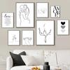 Minimalist Line Couple Kiss Wall Art, Nordic Posters and Prints, Canvas Painting, Pictures for Living Room Decor, Black and Whit