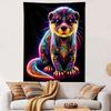 Neon Tribal Otter Artwork Patterned Tapestry Decorative Wall Hanging, Home Bedroom Living Room Decor