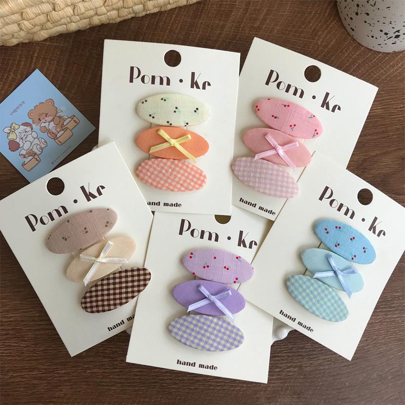 Adorable Oval Plaid Floral Hair Clip for Kids – Versatile Hairpin for Bangs and Frizziness