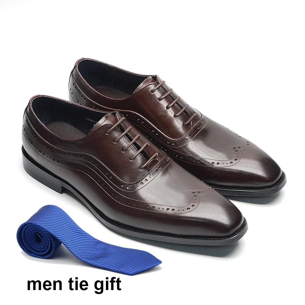 Klassische Luxus Herrenschuhe Rindsleder Echtleder Schwarz Braun Schnürschuhe Wingtip Brogue Business Büro Formelle Schuhe für Herren