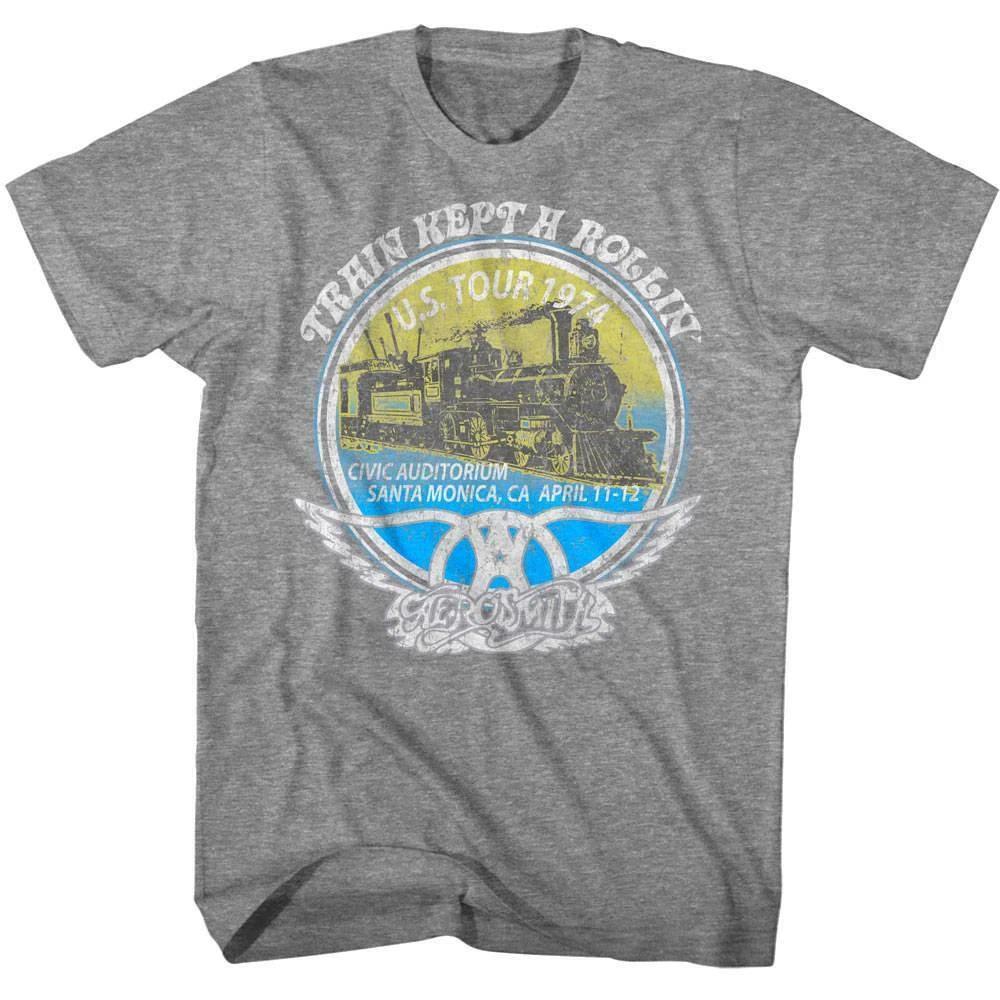 Aerosmith Train Kept A Rollin US Tour 1974 Men s T Shirt L