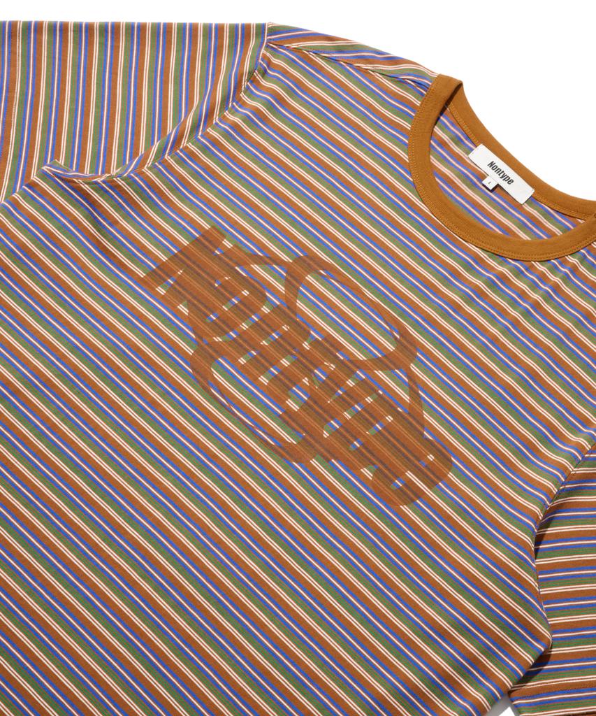 Nontai Striped Logo Graphic T-Shirt (Brown)