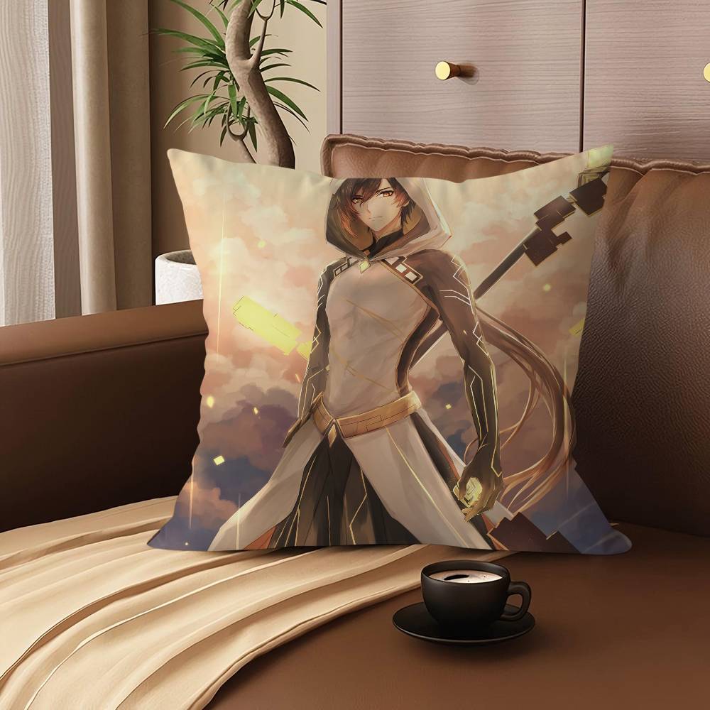 Zhongli Tecknad Kuddfodral Bil Prydnadskuddfodral För Soffa Bil Julklapp 40x40cm 45x45cm