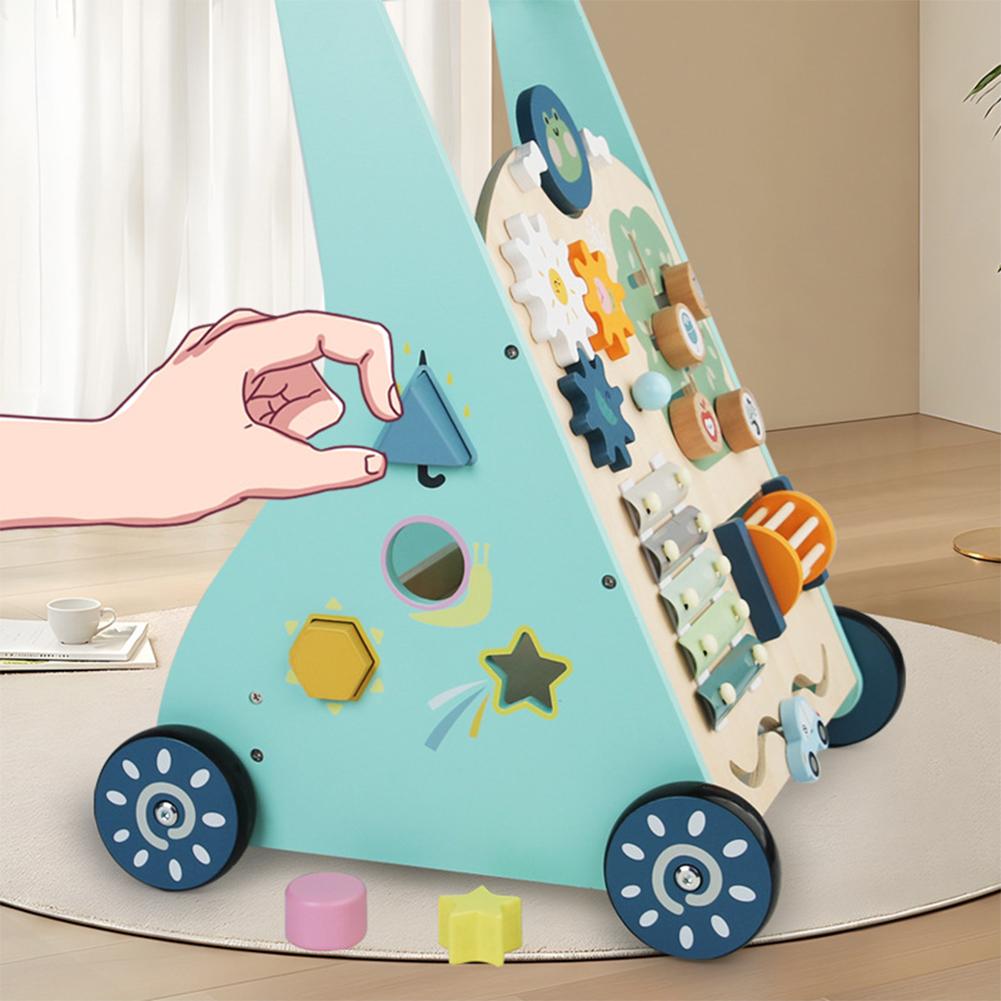 Wooden Baby Walker For Toddlers With Wheels Mirror Xylophone Learning Walking Toys Christmas Gifts For Boys Girls