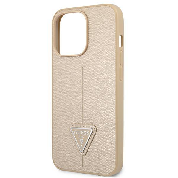 Guess Guhcp13Lpsatle Iphone 13 Pro/ 13 6,1 Beżowy/Beige Hardcase Saffianotriangle Logo