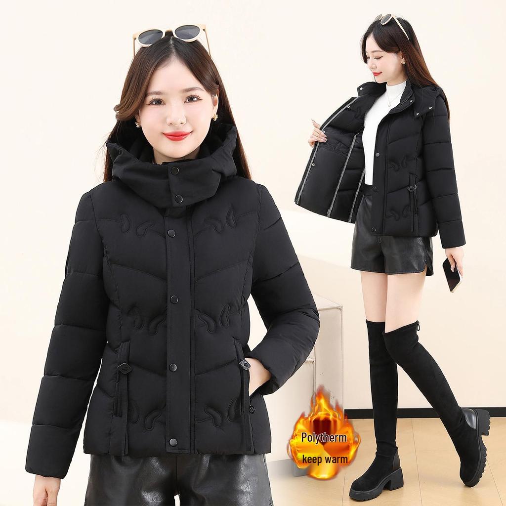 Mom's 2025 Winter Short Cotton Jacket: Women's Middle-Aged & Elderly Embroidered Thickened Fashion Coat