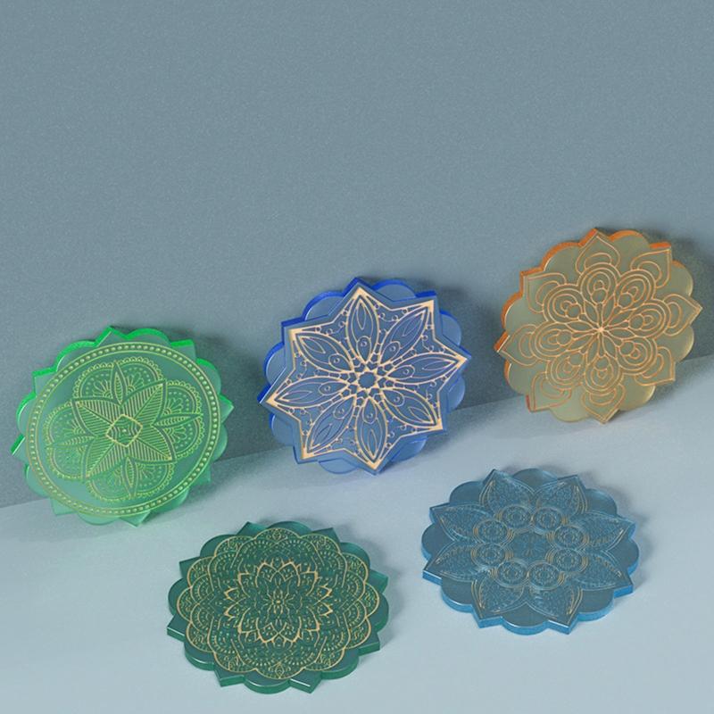 Mandala Diy Homemade Mold Coaster Crystal Dripping for Creative Silicone Mold Crystal Drip Placemat Mold for Diy Craft