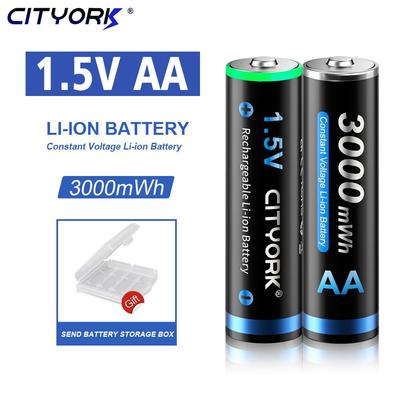 Cityork 1,5 V AA-Akku 3000 mWh AA 1,5 V Lithium-Li-Ionen-Akku AA 1,5 V für Spielzeugkamera-Taschenlampe