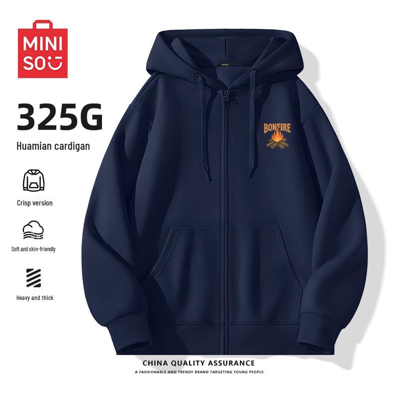 

MINISO Men s Loose Fit Hooded Cardigan Sweatshirt L