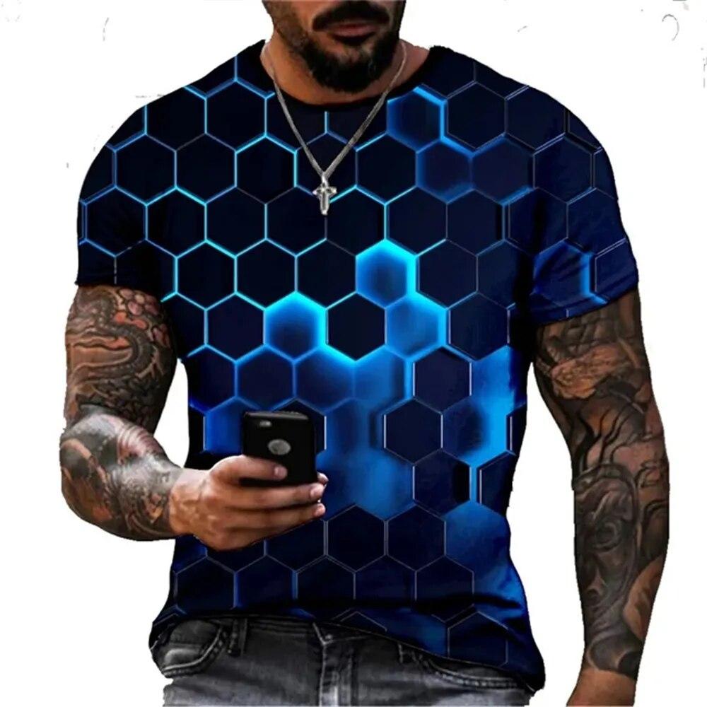 3D Cartoon Pattern Short Sleeve Summer Trend Fashion Street Hip Hop Style Loose Comfortable Round Neck T-Shirt Men Clothing