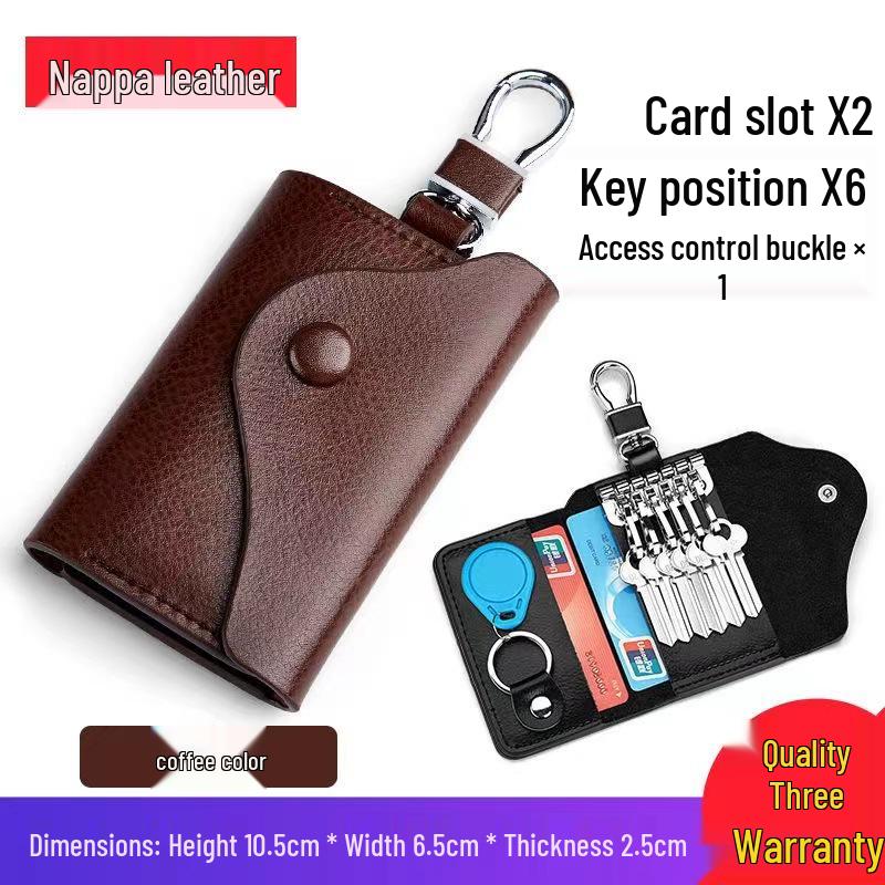 Men's Genuine Leather Large Capacity Key Holder - Multi-functional Waist Hanging Key Case for Home Use