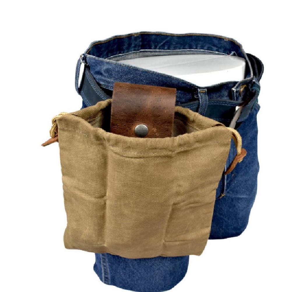 Leather and Canvas Bushcraft Bag Collapsible Waxed Canvas Foraging Pouch for Hiking