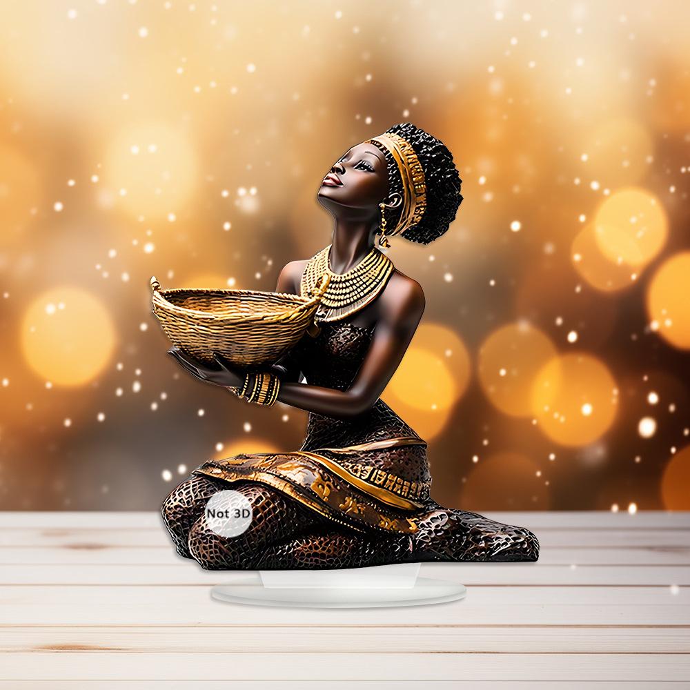 African Women Store and Pray for 2D Flat Acrylic Ornaments. Home Decoration Living Room Desktop Decoration Pendant