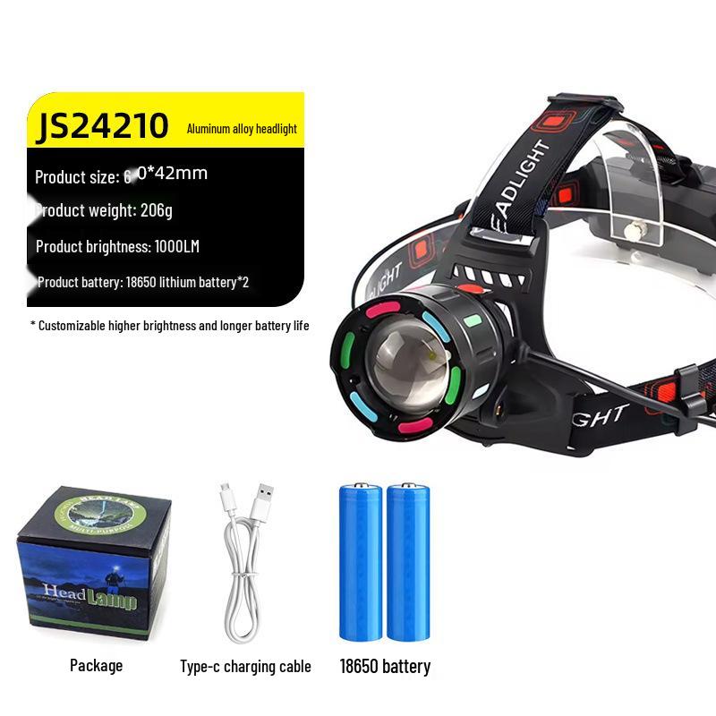 Dual-Light LED Laser Cannon Rechargeable Headlamp - Super Bright, Long Battery Life, Ideal for Night Fishing