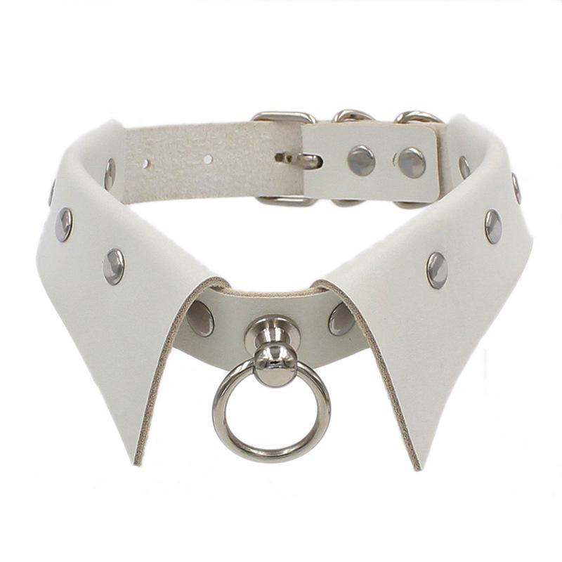 Europäisch-amerikanische Punk-Gothic-Leder-Halskette: Schlichter Modering mit Schlüsselbein-Design