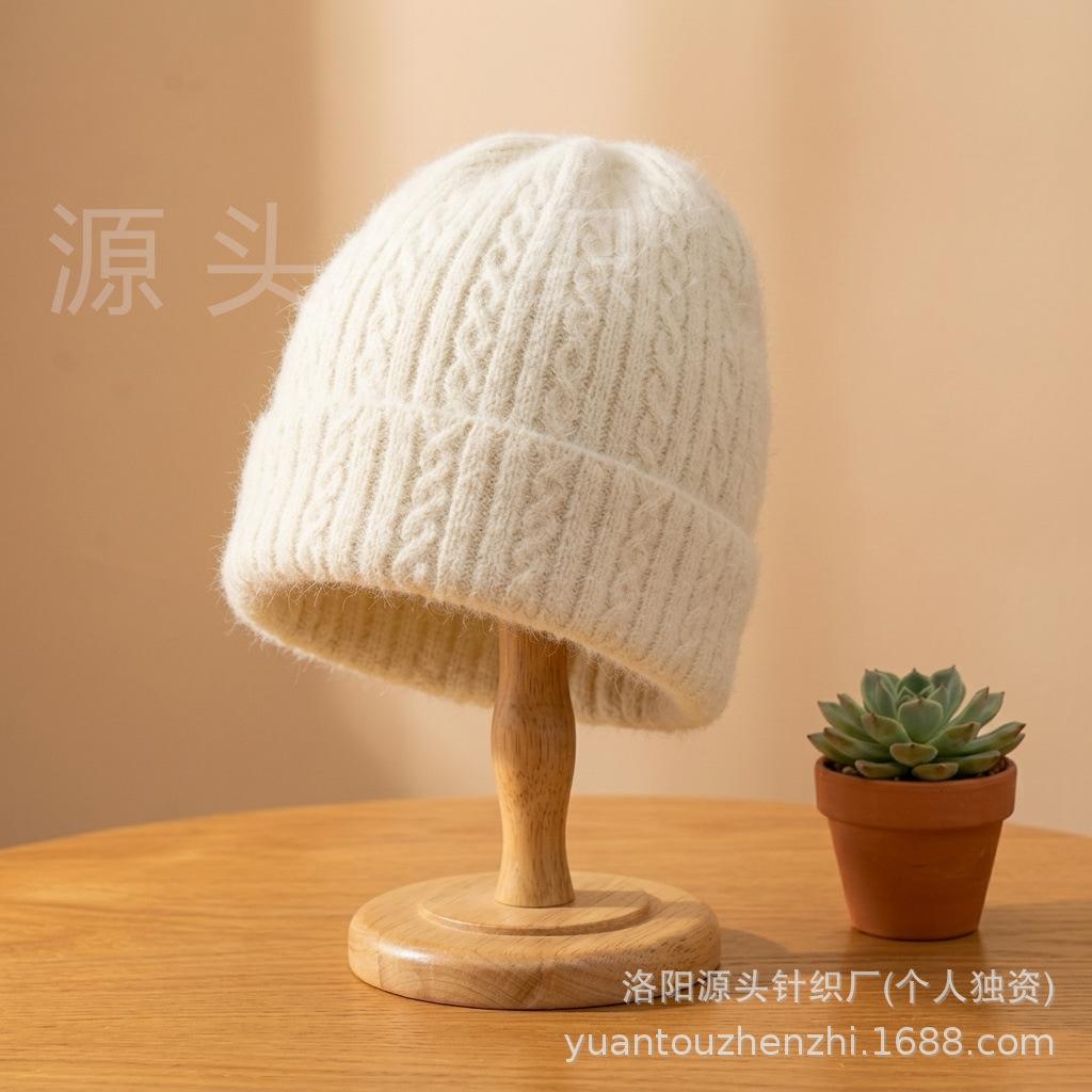 Autumn and winter new velvet thickened men's and women's warm windproof and cold wool knitted hat solid color cold hat