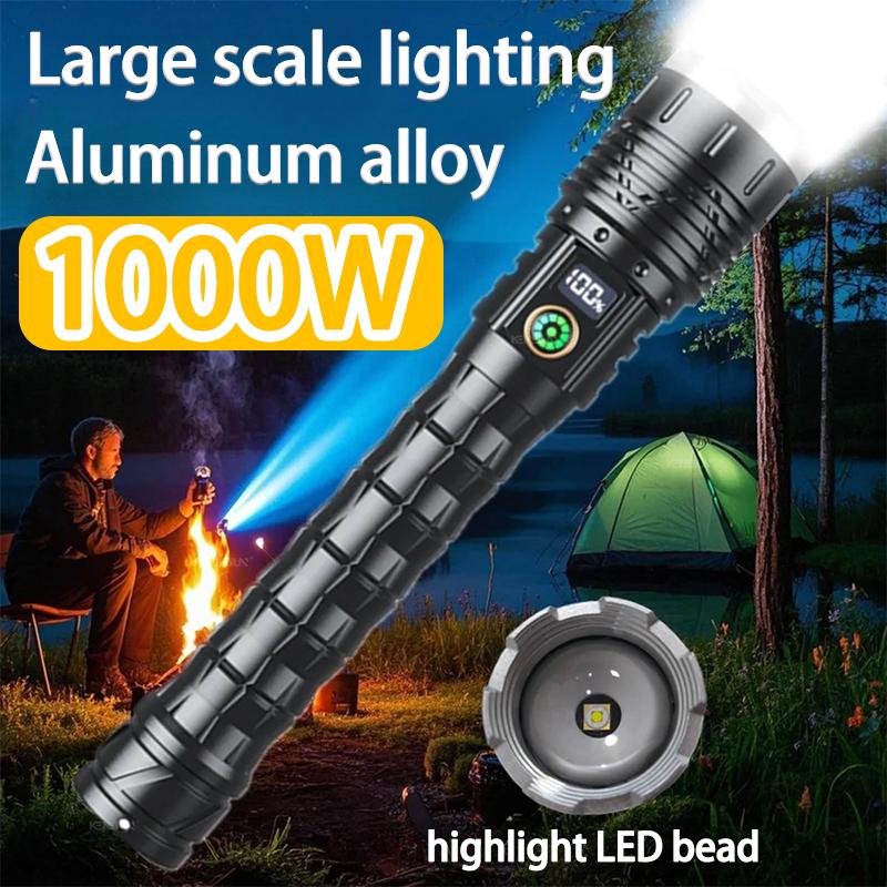 High Power Spotlight Long Range LED Flashlight Long Shot Torch Rechargeable Outdoor Hand Lamp Camping Lantern
