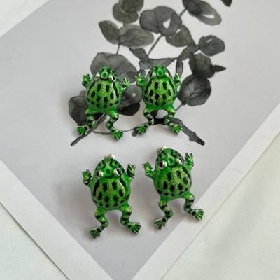 Yousheng 1 Par Brincos de Tarraxa Formato de Sapo Engraçado Personalidade Desenho Animado Fofo Exagerado Tarraxas de Orelha Criativas Joias da Moda Presente
