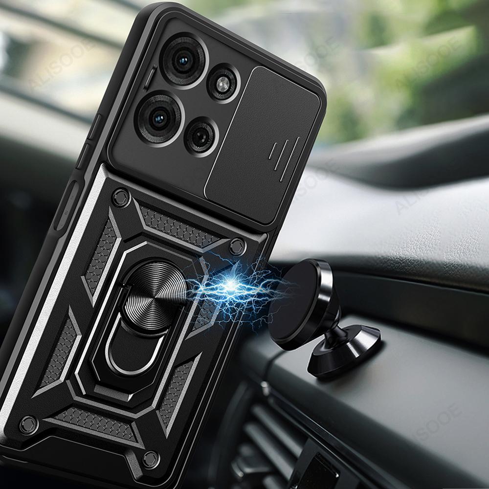 Deksler til Motorola G75 G85 G55 G35 Deksel Armor Skyv Kamerabeskyttelsesdeksel til Motorola Moto G75 5G Ringstøtte Støtsikkert Funda