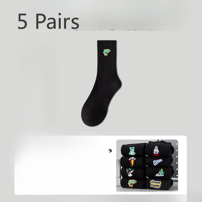 

5 пар мужских летних тонких хлопковых влагоотводящих и дезодорирующих спортивных однотонных деловых длинных носков 5 Pairs