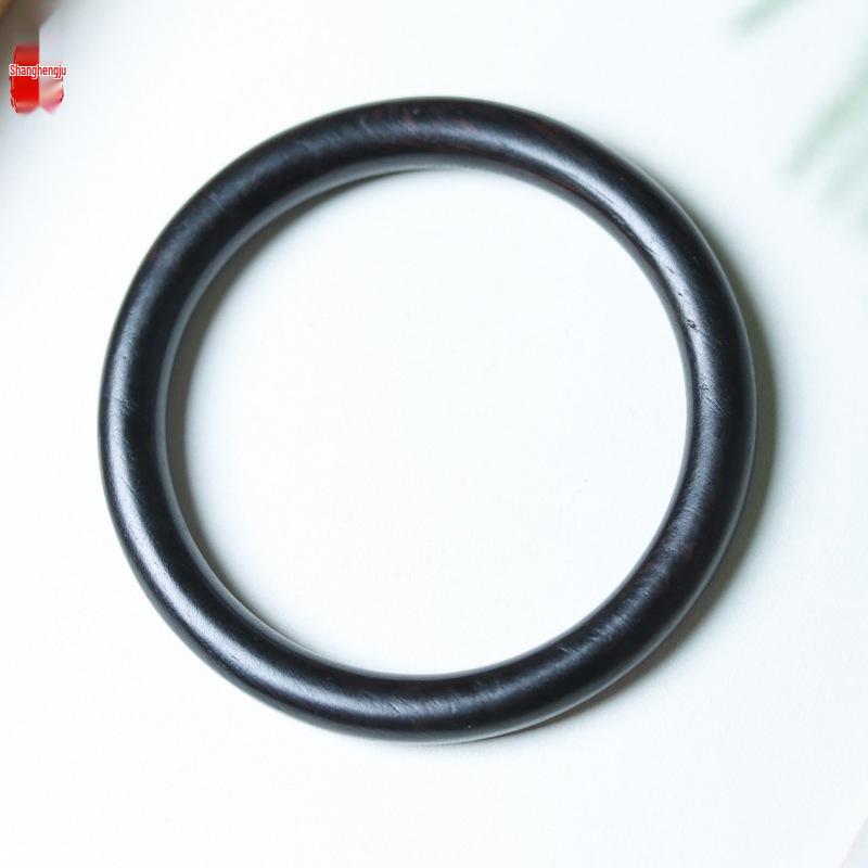 Ethnic Style Wenwan Jewelry - Blood Sandalwood, Green Sandalwood, Ebony, Rosewood, and Agarwood Thin Bangle Bracelet (0.8 Round Bar).