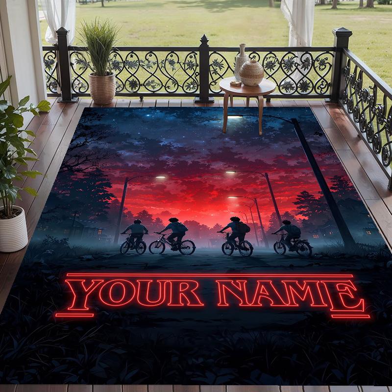 Custom Text Stranger Things Pattern Floor Rug Soft Indoor Carpet Mat Living Room Bedroom