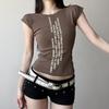 Women's 2025 Slim Fit Street Style Graphic Tee - Short Sleeve Casual Top
