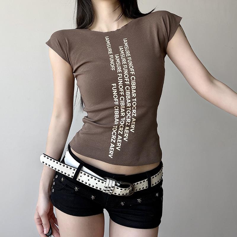 Women's 2025 Slim Fit Street Style Graphic Tee - Short Sleeve Casual Top
