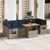 VidaXL Garden Furniture 8 Pcs with Grey Cushions Wicker, Outdoor Sofa Set, Corner Sofa Set 3327127