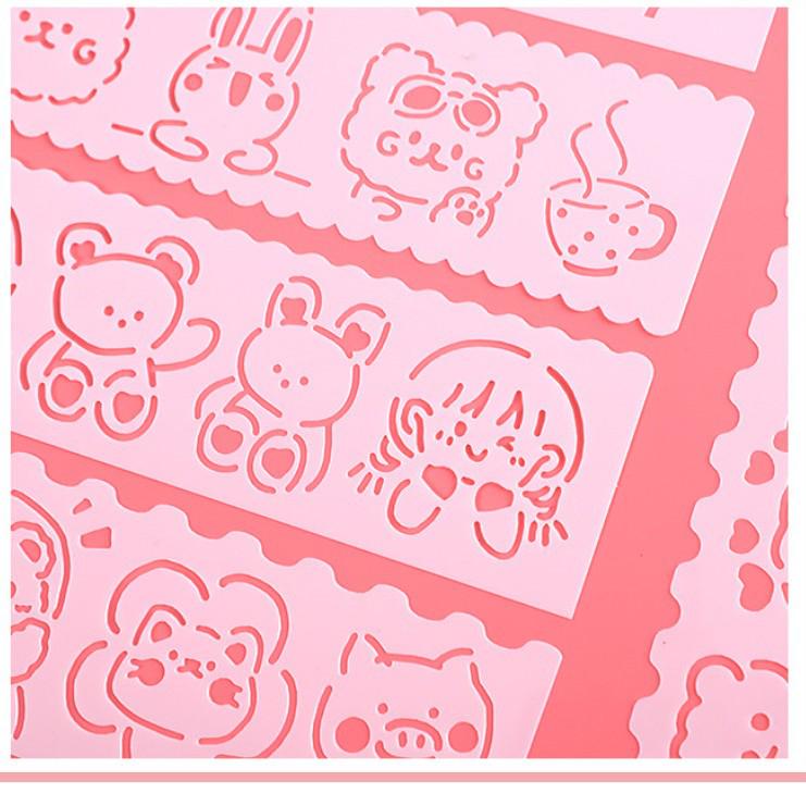 Cute Cartoon Hand-Painted Hollow Newspaper Template & DIY Drawing Ruler Set for Kids