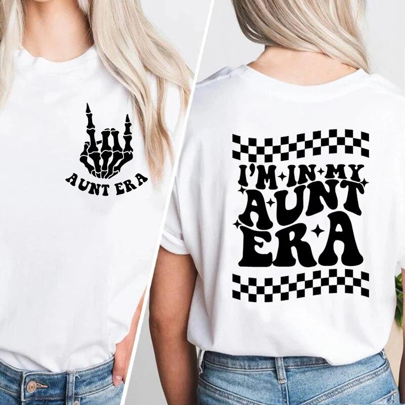 

Женская хлопковая футболка «I m In My Aunt Era», повседневные футболки с короткими рукавами, уличная женская одежда, топы унисекс 4XL