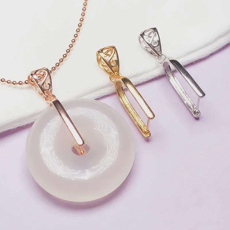 Adjustable S925 Silver-Plated Pendant Buckle with 18K Gold Jade Clip